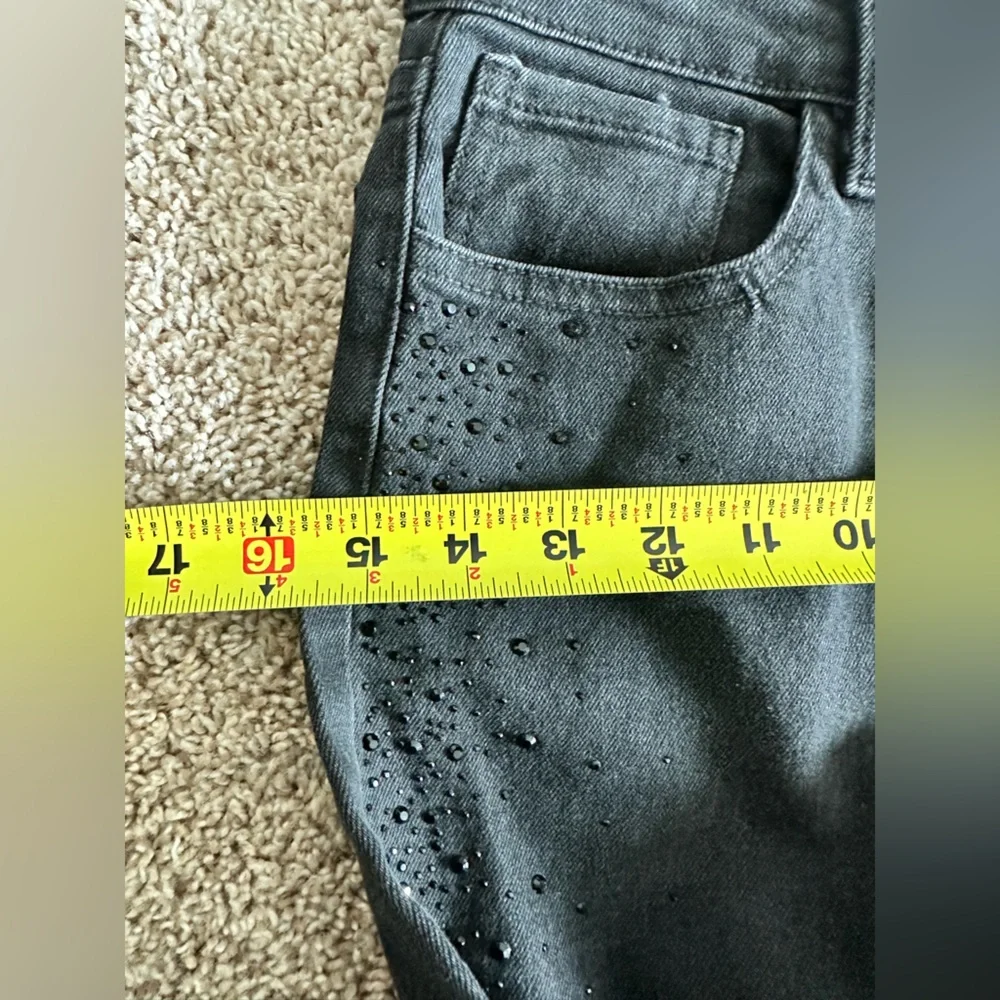 George Women's Gray Rhinestone Straight Leg Jeans - Picture 3 of 5